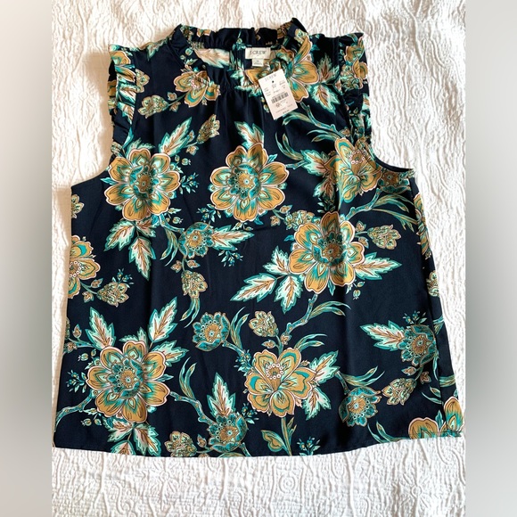 NWT Sleeveless, ruffle neck and sleeves top from J.Crew. Brand new with tags! - Picture 3 of 7